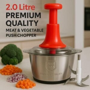 2L Stainless Steel Hand Push Chopper - Manual Cutter